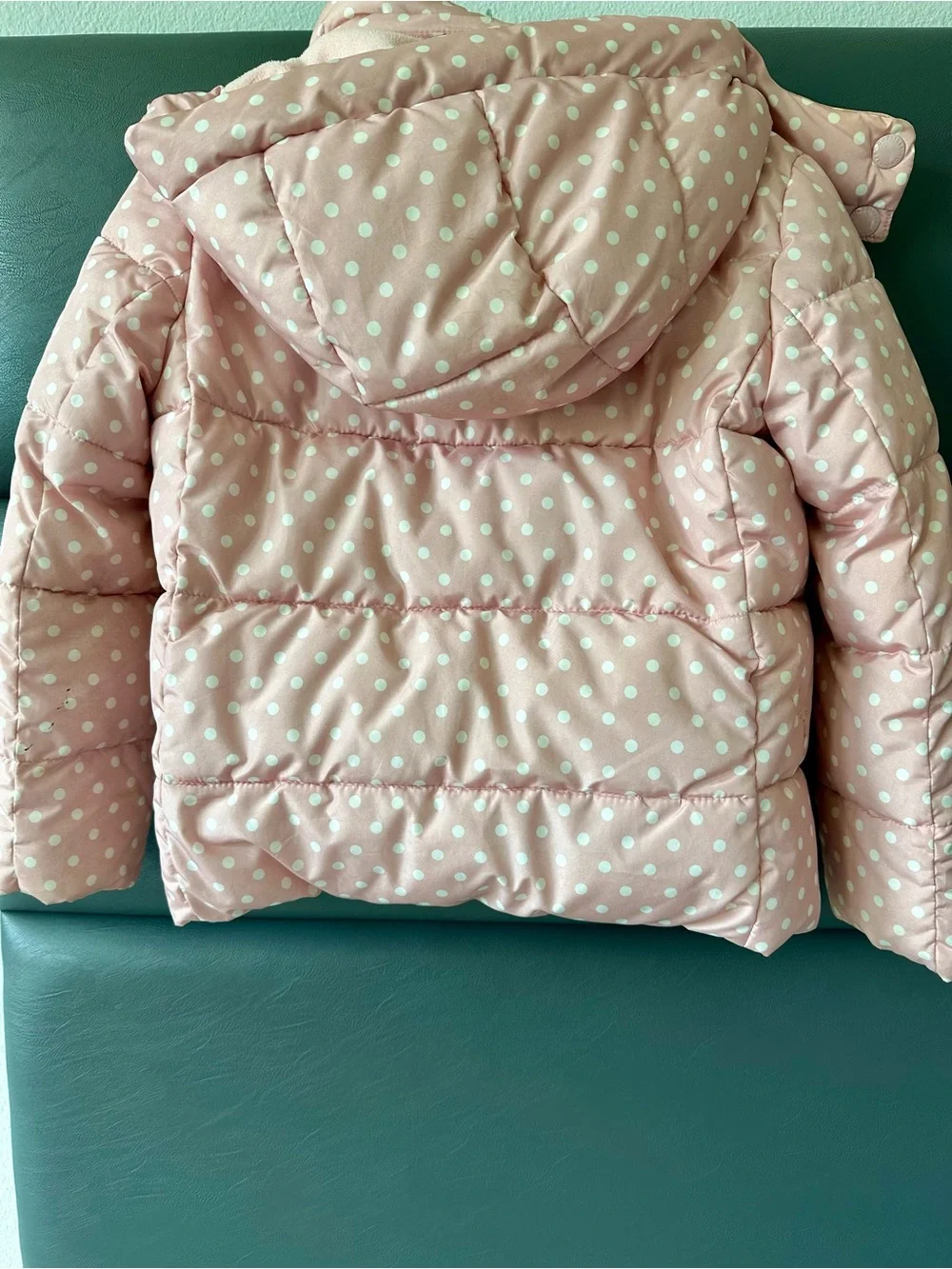 Gap Kids Girls Pink Polka Dot Puffer Jacket Hooded Small S